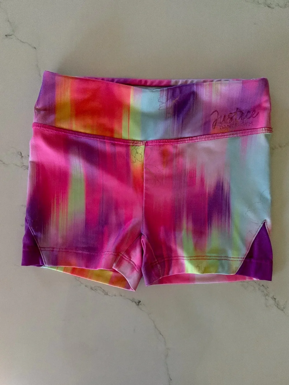 Justice Dance Gym Girls Active Shorts Tie Dye Pink Purple Size S 7/8